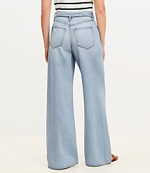Petite Curvy Palazzo Jeans in Light Wash carousel Product Image 2