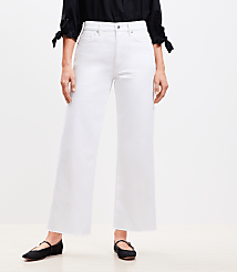 Petite Curvy High Rise Wide Leg Crop Jeans in White carousel Product Image 1