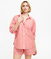 Petite Striped Poplin Everyday Oversized Pocket Shirt carousel Product Image 2