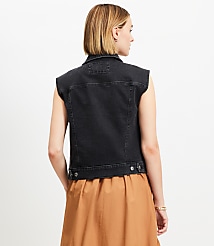 Denim Trucker Vest in Washed Black carousel Product Image 3