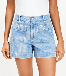Palmer Denim Shorts in Blue Stripe carousel Product Image 2