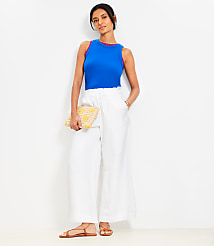 Breezy Wide Leg Ankle Pants in Linen Cotton carousel Product Image 1