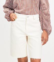 Denim Bermuda Shorts in Ivory carousel Product Image 3