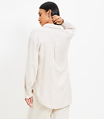 Petite Linen Blend Everyday Oversized Pocket Shirt carousel Product Image 2