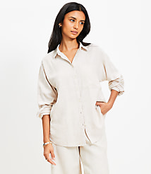 Petite Linen Blend Everyday Oversized Pocket Shirt carousel Product Image 1