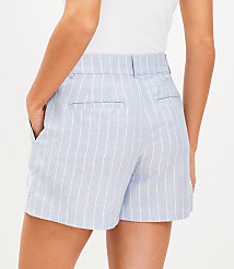 Floral Embroidered Stripe Riviera Shorts in Linen Blend carousel Product Image 3