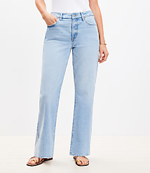 Petite Curvy Mid Rise Relaxed Straight Jeans in Mid Wash carousel Product Image 1