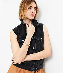 Denim Trucker Vest in Washed Black carousel Product Image 2