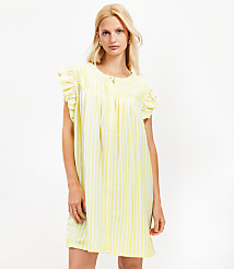 Petite Striped Linen Blend Flutter Shirtdress carousel Product Image 1