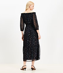 Shimmer Clip Balloon Sleeve Off The Shoulder Midi Dress carousel Product Image 3