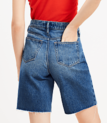 Denim Bermuda Shorts in Vintage Dark Wash carousel Product Image 3