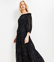 Shimmer Clip Balloon Sleeve Off The Shoulder Midi Dress carousel Product Image 1