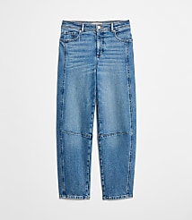 Petite High Rise Barrel Jeans in Classic Mid Wash carousel Product Image 4