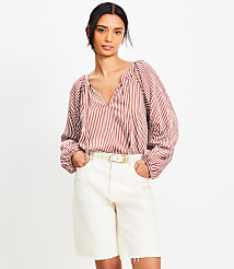 Denim Bermuda Shorts in Ivory carousel Product Image 1