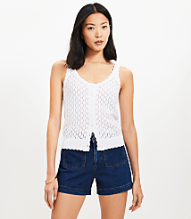 Petite Crochet Button Sweater Tank Top carousel Product Image 3