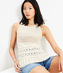 Petite Textured Pointelle Swingy Sweater Tank Top carousel Product Image 2