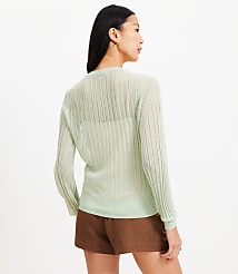 Sheer Ribbed V-Neck Sweater carousel Product Image 3