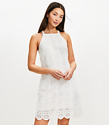 Petite Crochet Lace Mini Halter Dress carousel Product Image 1