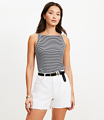 Stripe Perfect Ribbed Apron Neck Tank Top carousel Product Image 2