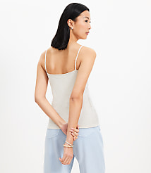 Heathered Lace Trim Ribbed Cami carousel Product Image 3