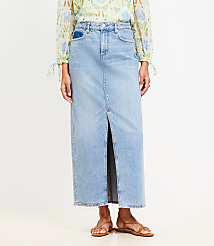 Petite Denim Maxi Skirt in Light Vintage Wash carousel Product Image 2