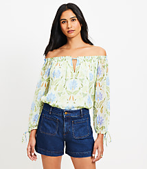 Floral Tie Cuff Off The Shoulder Blouse carousel Product Image 2