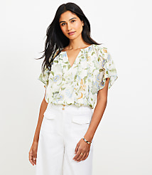 Floral Ruffle Flutter Sleeve Top carousel Product Image 2