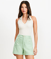 Petite Ribbed V-Neck Halter Sweater carousel Product Image 3