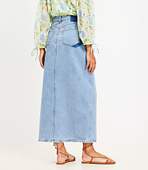 Petite Denim Maxi Skirt in Light Vintage Wash carousel Product Image 3