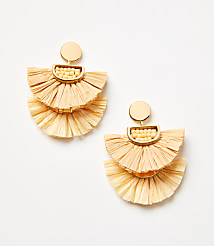 Raffia Beaded Fan Statement Earrings carousel Product Image 1