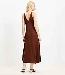 Lace Trim Linen Blend Midi Dress carousel Product Image 2