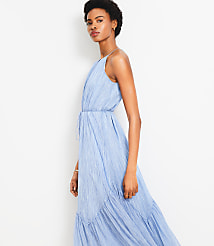 Petite Striped Flounce Maxi Halter Dress carousel Product Image 3
