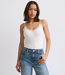 Lace Trim Ribbed Cami carousel Product Image 1
