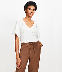 Lace Trim V-Neck Blouse carousel Product Image 1