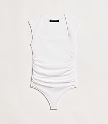 Petite LOFT Versa 360 Knit Ruched Square Neck Bodysuit carousel Product Image 2