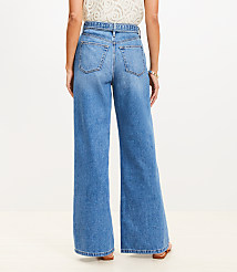 Belted Palazzo Jeans in Classic Mid Wash carousel Product Image 3