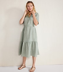 Haven Well Within Linen Tiered Midi Dress carousel Product Image 1