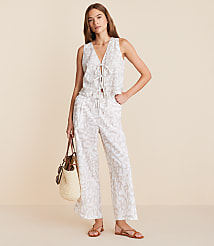 Petite Lou & Grey Jungle Linen Cotton Wide Leg Crop Pants carousel Product Image 1