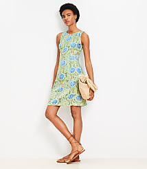 Petite Garden Linen Blend Seamed Mini Dress carousel Product Image 2