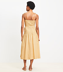 Petite Tie Strap Smocked Poplin Midi Dress carousel Product Image 3