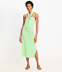 Knotted Keyhole Midi Halter Dress carousel Product Image 1