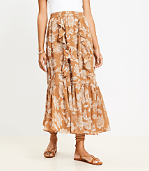 Petite Floral Ruffle Midi Skirt carousel Product Image 2