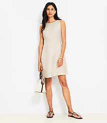 Striped Linen Blend Seamed Mini Dress carousel Product Image 1
