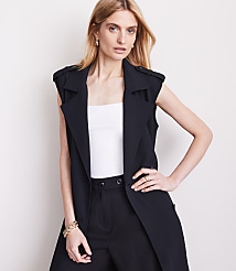 LOFT Versa Crepe Drape Trench Vest carousel Product Image 3