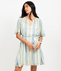 Striped Pintucked Sleeve Mini Dress carousel Product Image 2