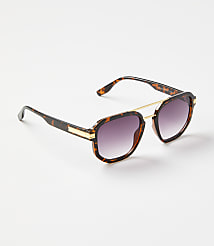 Tortoiseshell Print Modern Aviator Sunglasses carousel Product Image 1