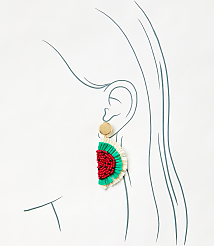 Watermelon Beaded Raffia Earrings carousel Product Image 2