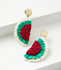 Watermelon Beaded Raffia Earrings carousel Product Image 1