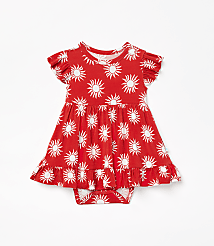 Posh Peanut X LOFT Sunny Cap Sleeve Ruffled Twirl Bodysuit Dress carousel Product Image 1