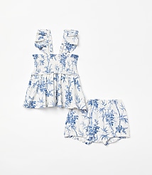 Posh Peanut x LOFT Palm Smocked Babydoll Bummie Set carousel Product Image 1